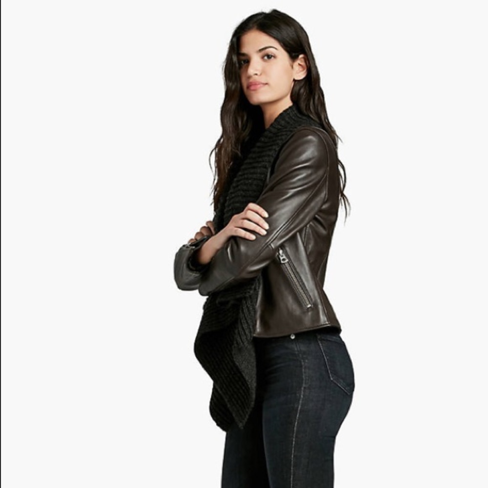 Shawl Collar Genuine Leather Jacket